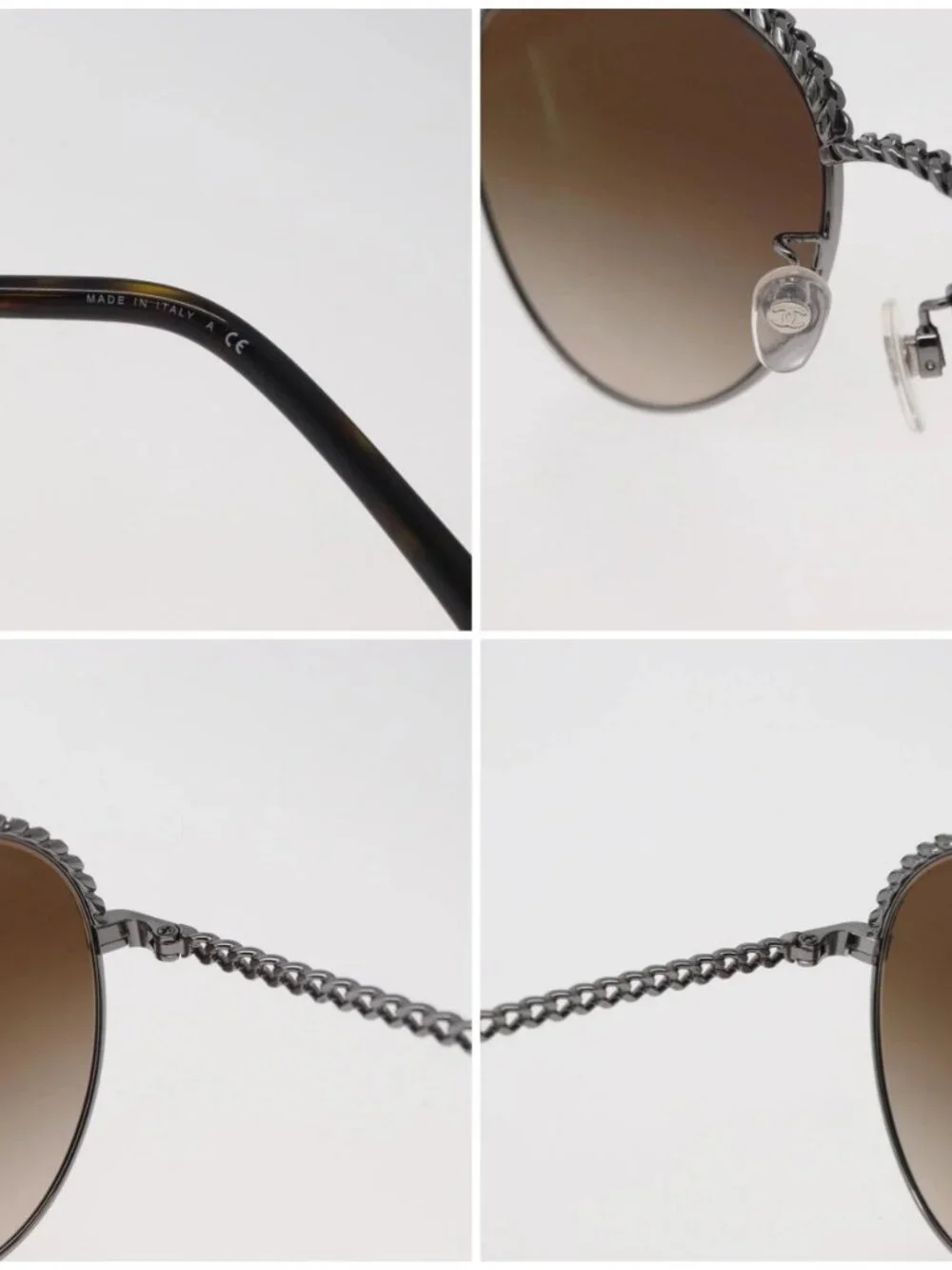 CHANEL Sunglasses metal Silver CC Auth 176091A